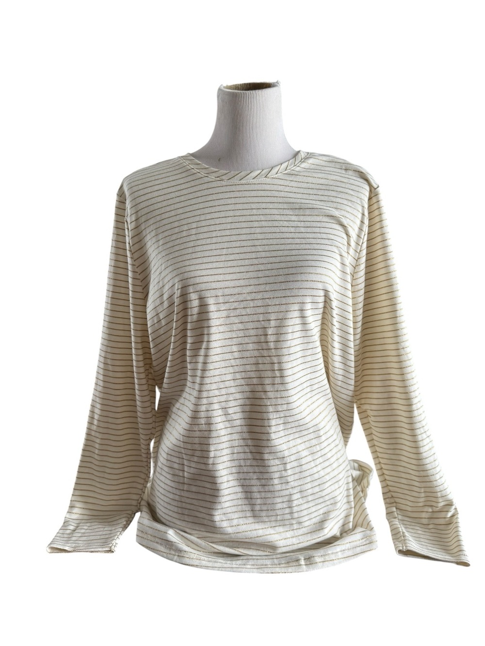 Lane Bryant Cream and Gold Thin-Stripe Long Sleeve Tee Size 18/20